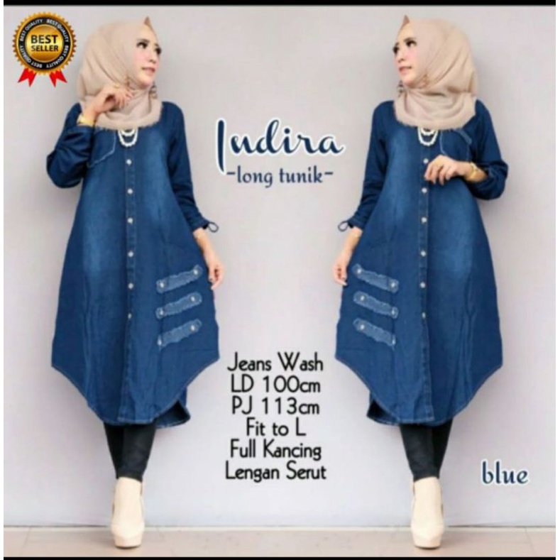 LONG TUNIK JEANS WANITA TERBARU  | TUNIK DENIM KEKINIAN | RAYZA/HILLARY/JESICA/NINEA