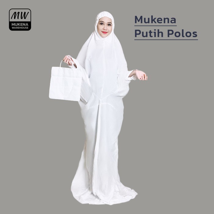 Mukena Bali Terusan Putih Polos Dewasa