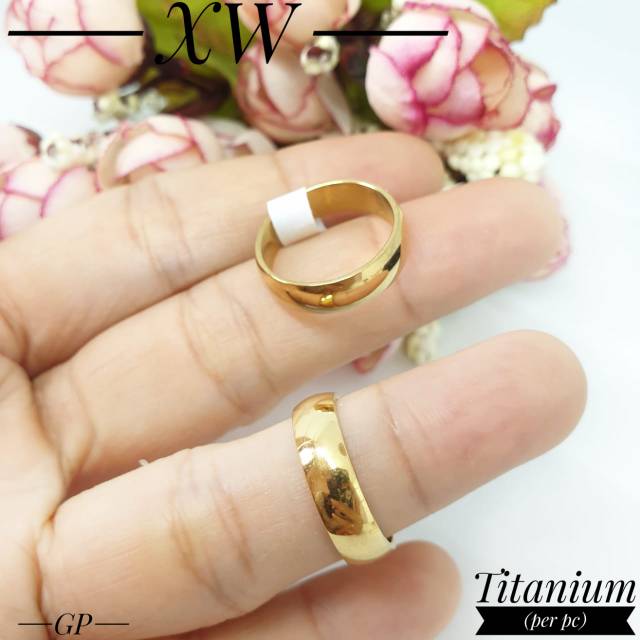 Cincin Titanium termurah Polos Gold/Silver CC632