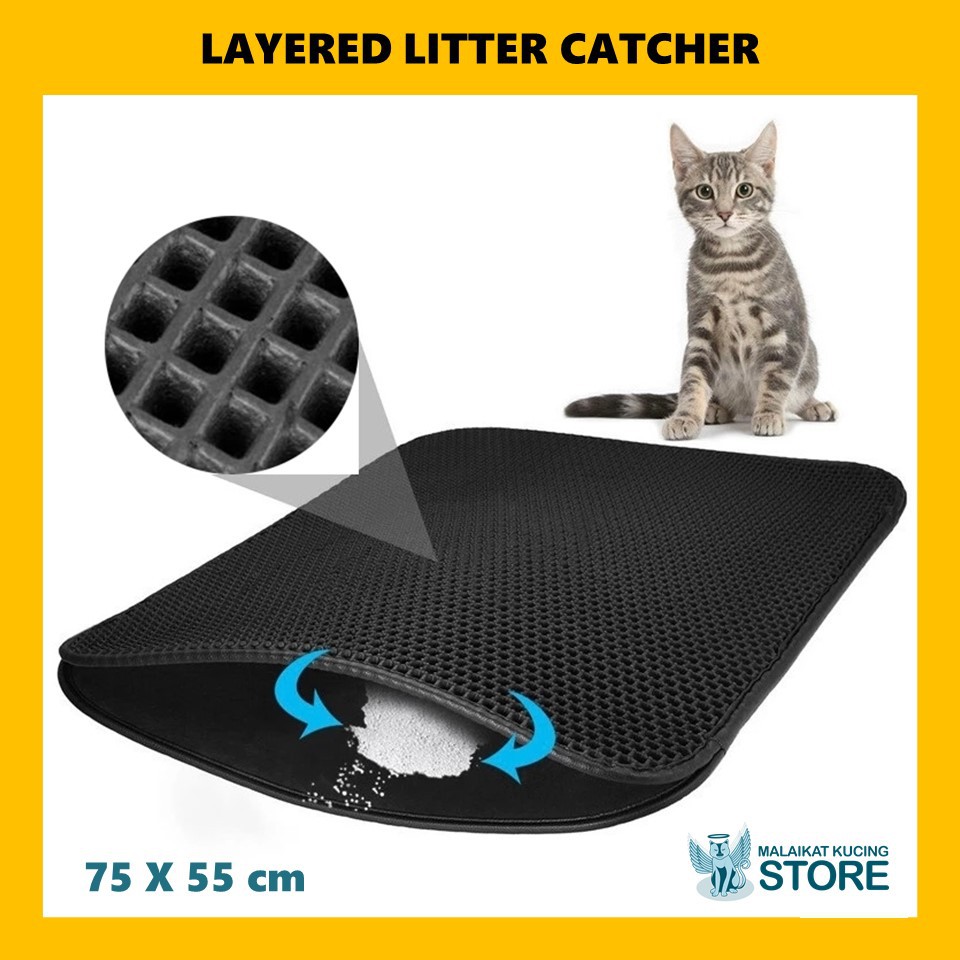 Layered Litter Catcher (75 x 55 cm) - Cat Litter Mat Keset Pasir Kucing