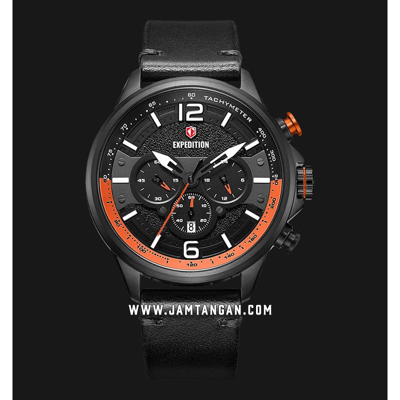 Expedition E 6796 MC LIPBAOR Chronograph Men Black Dial Black Leather Strap
