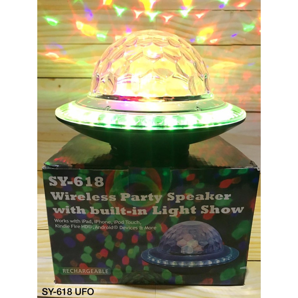 Speaker Bluetooth Party SY-618 UFO Lampu Disco Kelap Kelip ACC