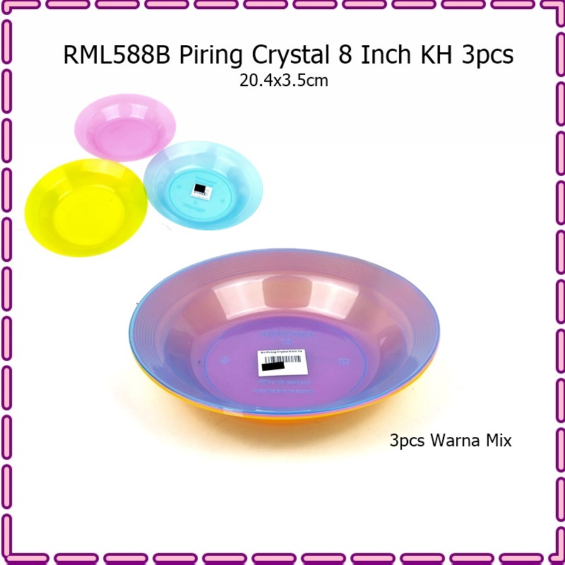 [Set 3pcs] Piring Makan/Piring Sajian Plastik KH Crystal 8 Inch &amp; 9 Inch