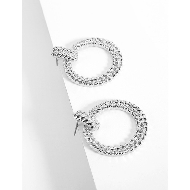 LRC Anting Tusuk Fashion Small Geometric Hollow Embossed Round Earrings F35802