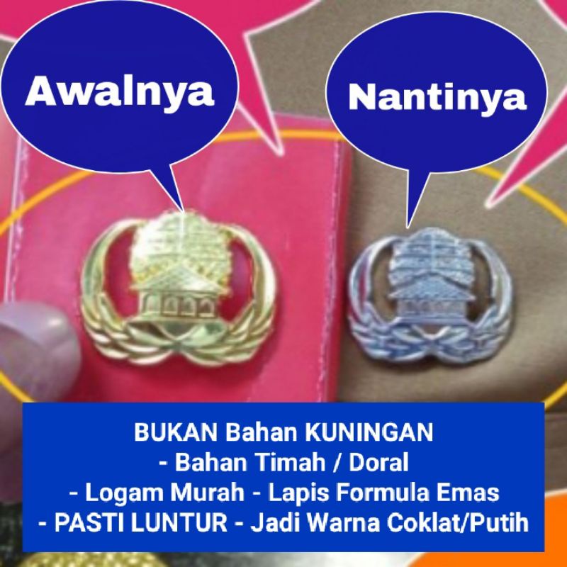 Pin Korpri Impor - Peniti - Kualitas Super - Premium - Tebal - Lapis Emas - Bukan Kuningan - Bisa Luntur Menjadi Warna Putih / Coklat