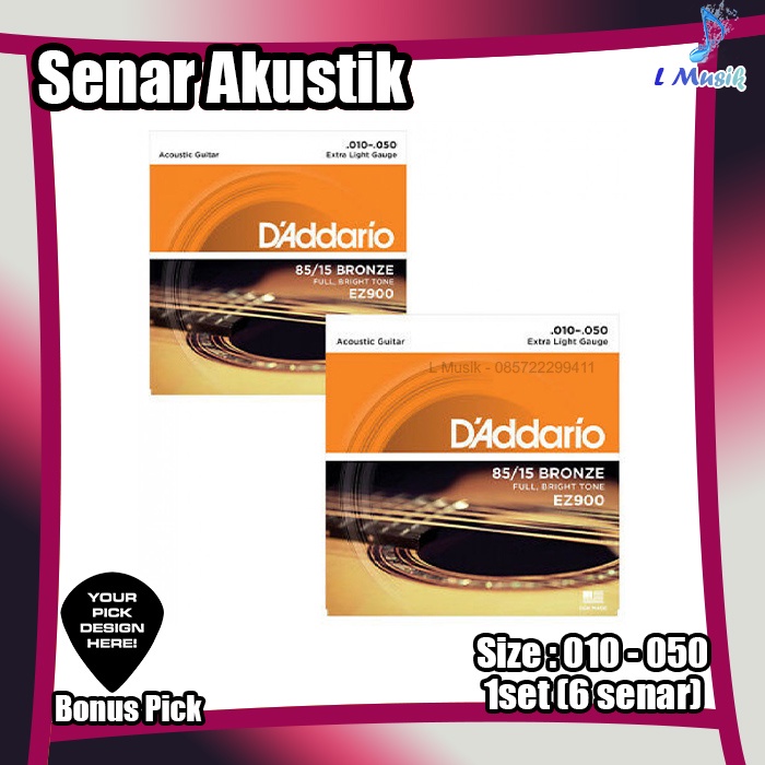 ORIGINAL SENAR GITAR D ADDARIO AKUSTIK EZ900 BRONZE-ACOUSTIC GUITAR STRINGS UKURAN 010