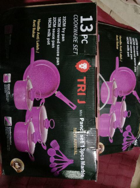 Panci Set 13 Pcs Tri J Bahan Marble Bergaransi