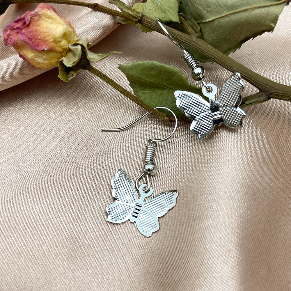 Korean Fashion Simple Butterfly Gold Earrings Sweet Temperament Silver Earring Jewelry Accessories