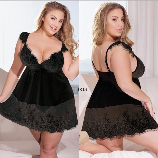 [LIMITED STOCK] LINGERIE JUMBO BAJU TIDUR SEXY BIG SIZE FIT TO XXL HITAM JS13