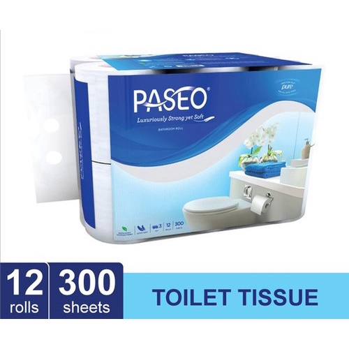 TISU TOILET KAMAR MANDI PASEO 300 LBR 12 ROLL 3 PLY PREMIUM BATHROOM TISSUE