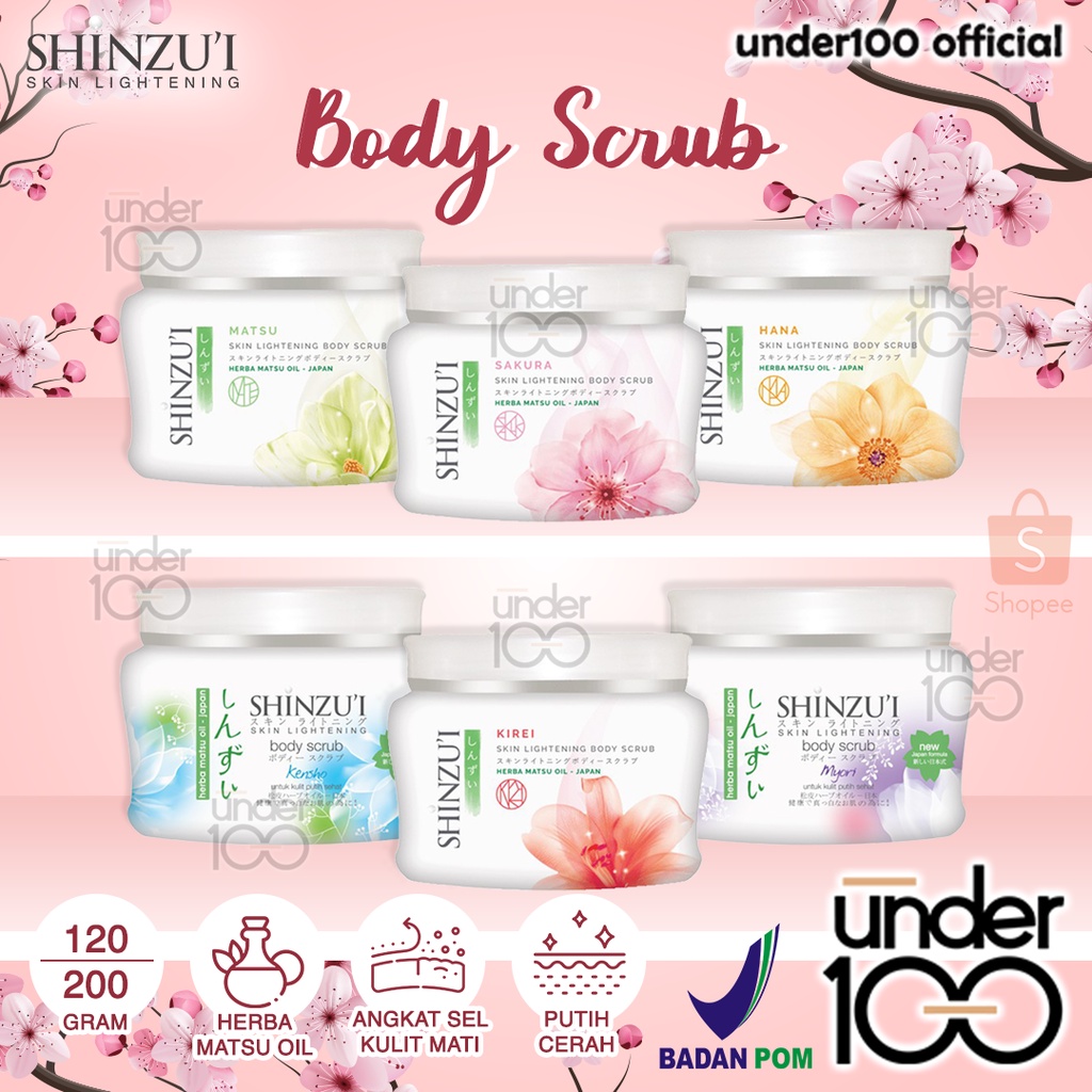 ❤ UNDER100 ❤ Shinzui Body Scrub 120 g (Kecil) &amp; 200g (Besar) | Lulur Badan Shinzu'i