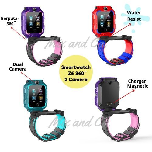 [COD] Z6 waterproof Kids Dual Camera 360 Derajat SmartWatch Anak AntiAir 2 KAMERA 360° IP67