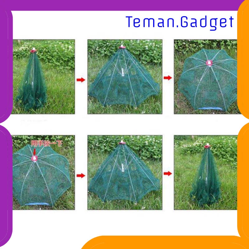 TG-IF282 JARING PANCING IKAN UDANG AUTOMATIC FOLD UMBRELLA FISHING NET 16 HOLES