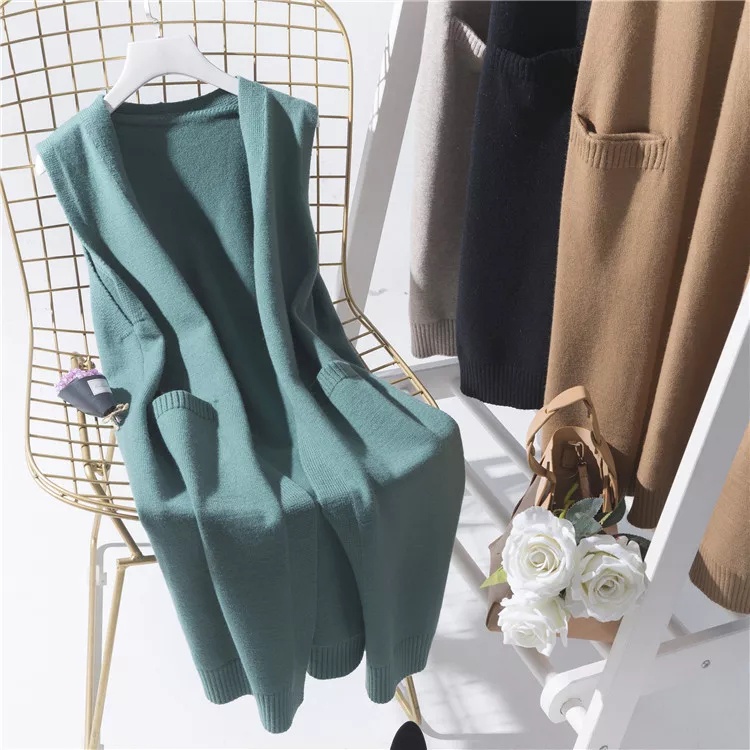 Rompi Panjang Rajut - Long Vest Sleeveless - Long Vest Korean Outfit