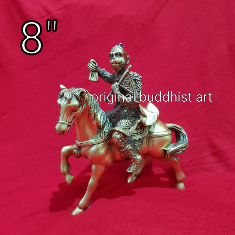 patung sungokong kera sakti naik kuda fengshui 8 inch