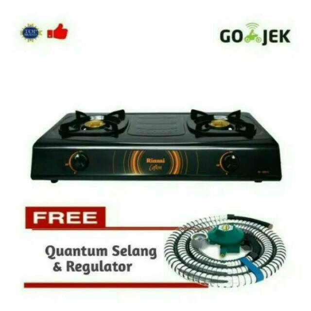 Paket Kompor gas 2tungku RINNAI 522 C + selang gas regulator QUANTUM