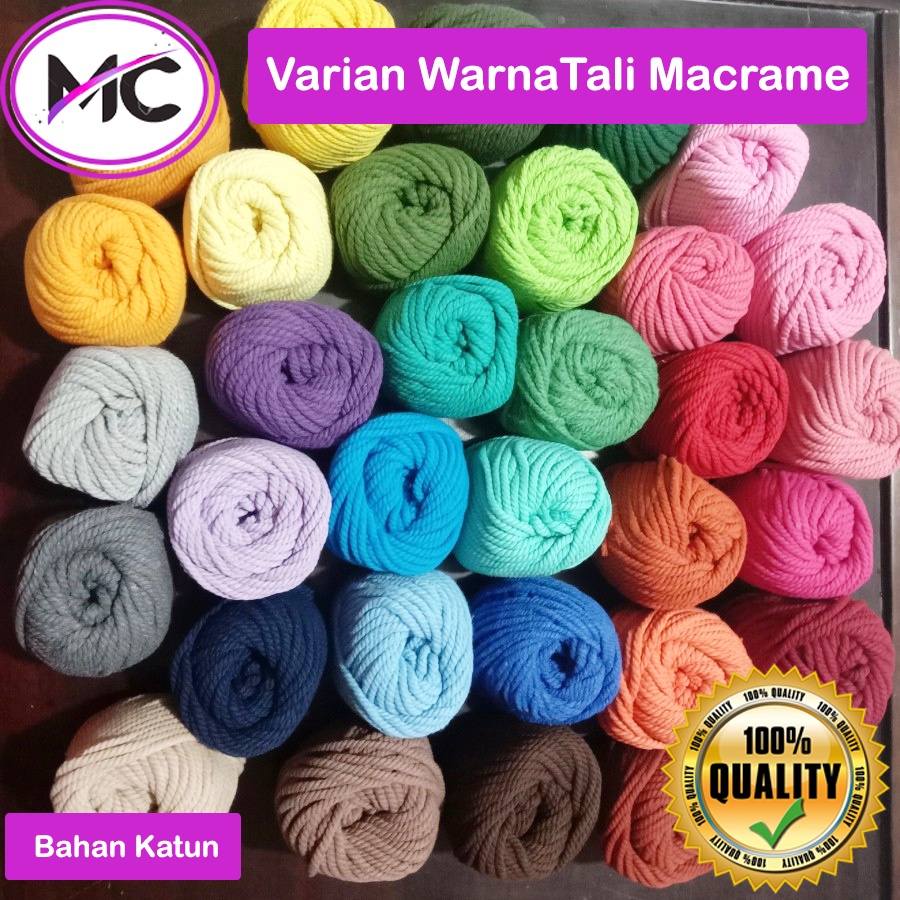 Tali Katun Macrame 2mm 3mm Warna Kualitas Super Tali Tas Sepatu Aksesoris Hiasan Kerajinan Cotton Rope Makrame