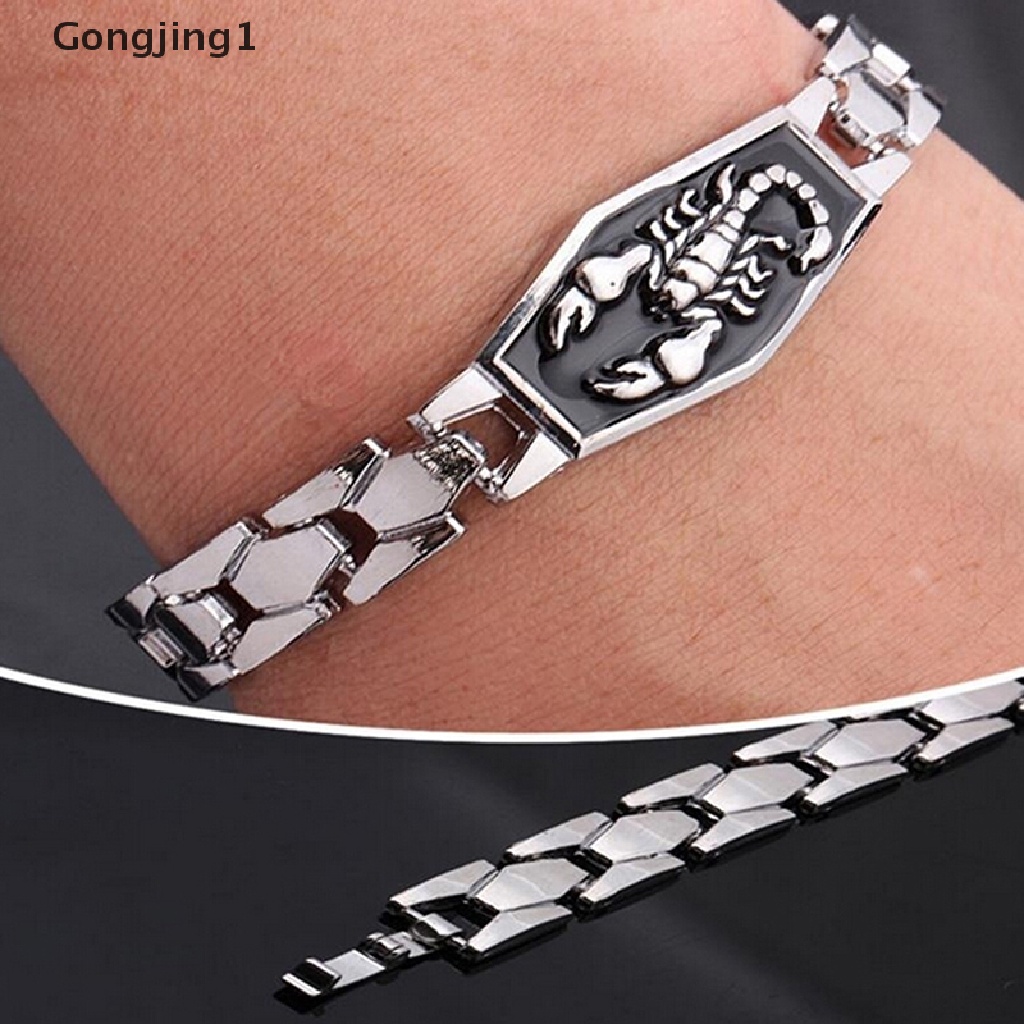 Gongjing1 Gelang Rantai Desain Scorpion Bahan Stainless Steel Untuk Pria