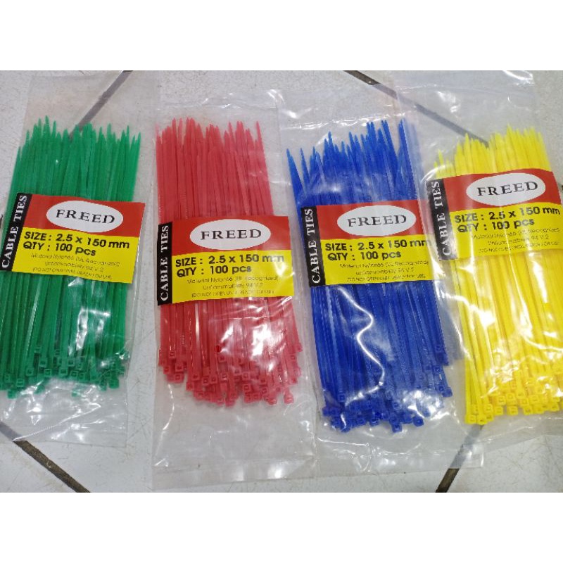 

( 1 Pck ) Isi = 100pcs Cable Ties FREED WARNA WARNI Size 2,5 x 150 MM / Kabel Jangkrik / Tali Tis