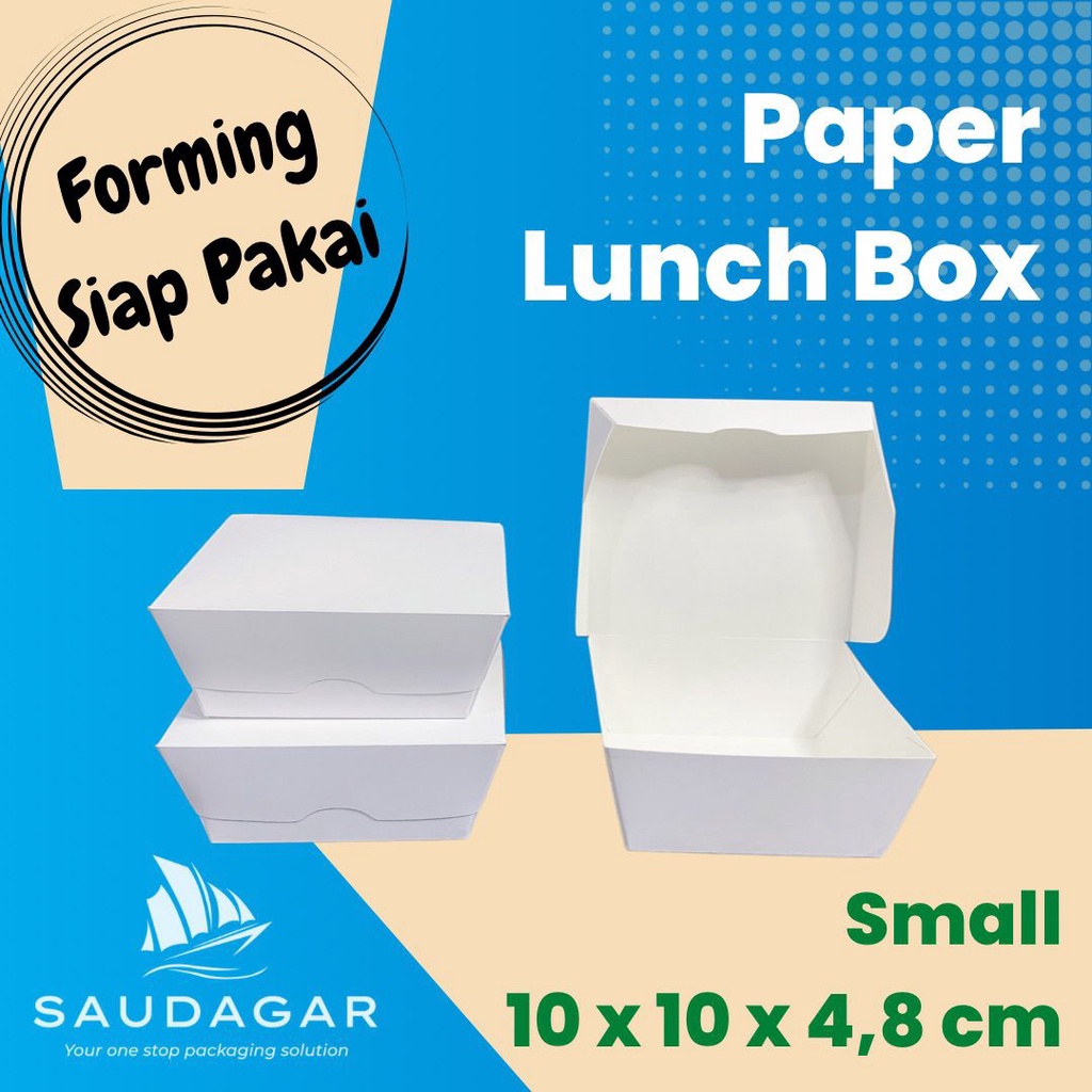 Paper lunch box small medium large warna putih dan coklat siap pakai