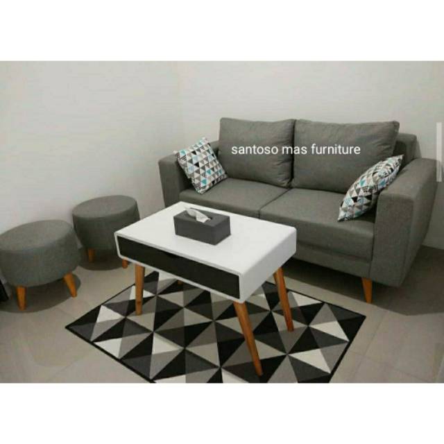 1 set sofa retro (2ddk sofa retro + 2 stool + 1 meja retro)