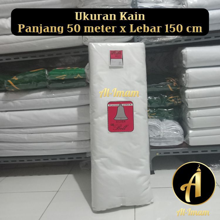 Kain Kafan Mori 1 Roll Panjang 50 meter x Lebar 150 cm Silver Bell