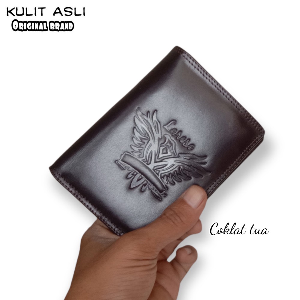 Dompet Pria 100% Kulit Asli Slot Kartu Banyak Model Lipat Casual - Coklat Brown Cokelat