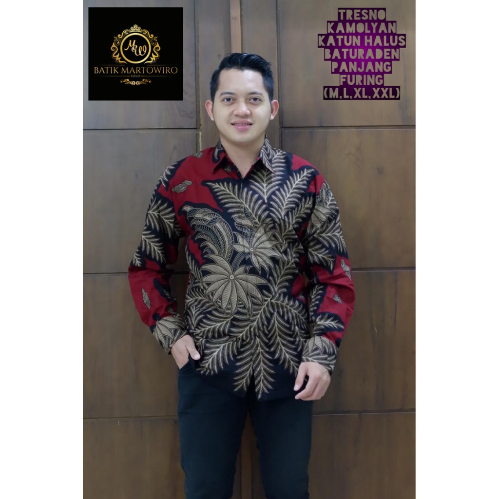 TRESNO KAMOLYAN Kemeja Batik Pria Lengan Panjang Katun Halus Martowiro FULL FURING