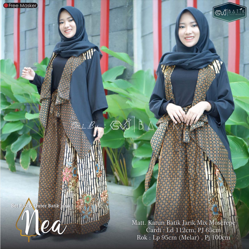 BATIK WANITA MODERN REMAJA SETELAN BATIK TERBARU OUTER ROK NEA ORIGINAL BY SVJ KEKINIAN