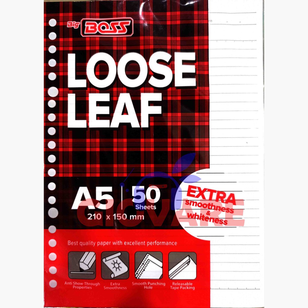 

Kertas Loose Leaf Big Boss A5 50 kertas binder garis