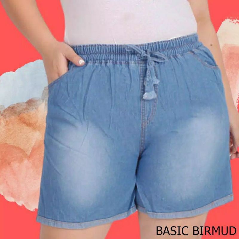 Fena Celana Pendek 3/4 Hot Pants Jeans Polos Super Jumbo