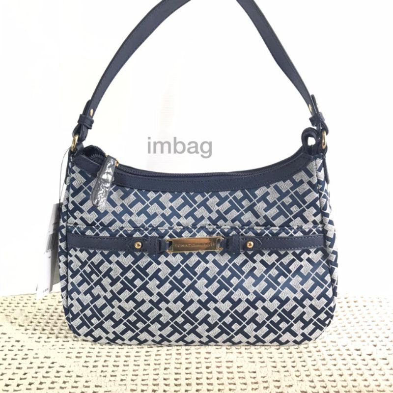 Tas Hobo Wanita Tommy Hilfiger Hobo Sign Blue