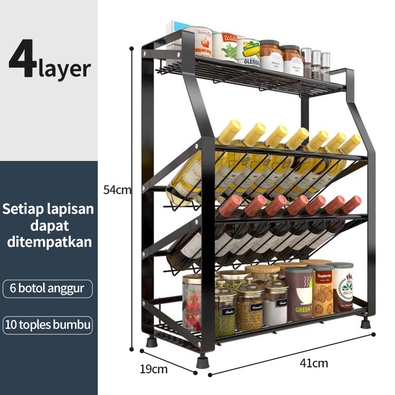 (COD) Rak Bumbu Dapur Stainless Steel Rak Penyimpanan Dapur Rak Bumbu Rak Dapur Stainless 3 Susun 2 Susun 3 Tingkat