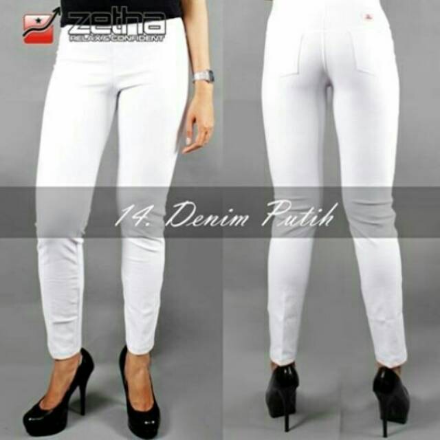 Celana Zetha Denim Warna Putih