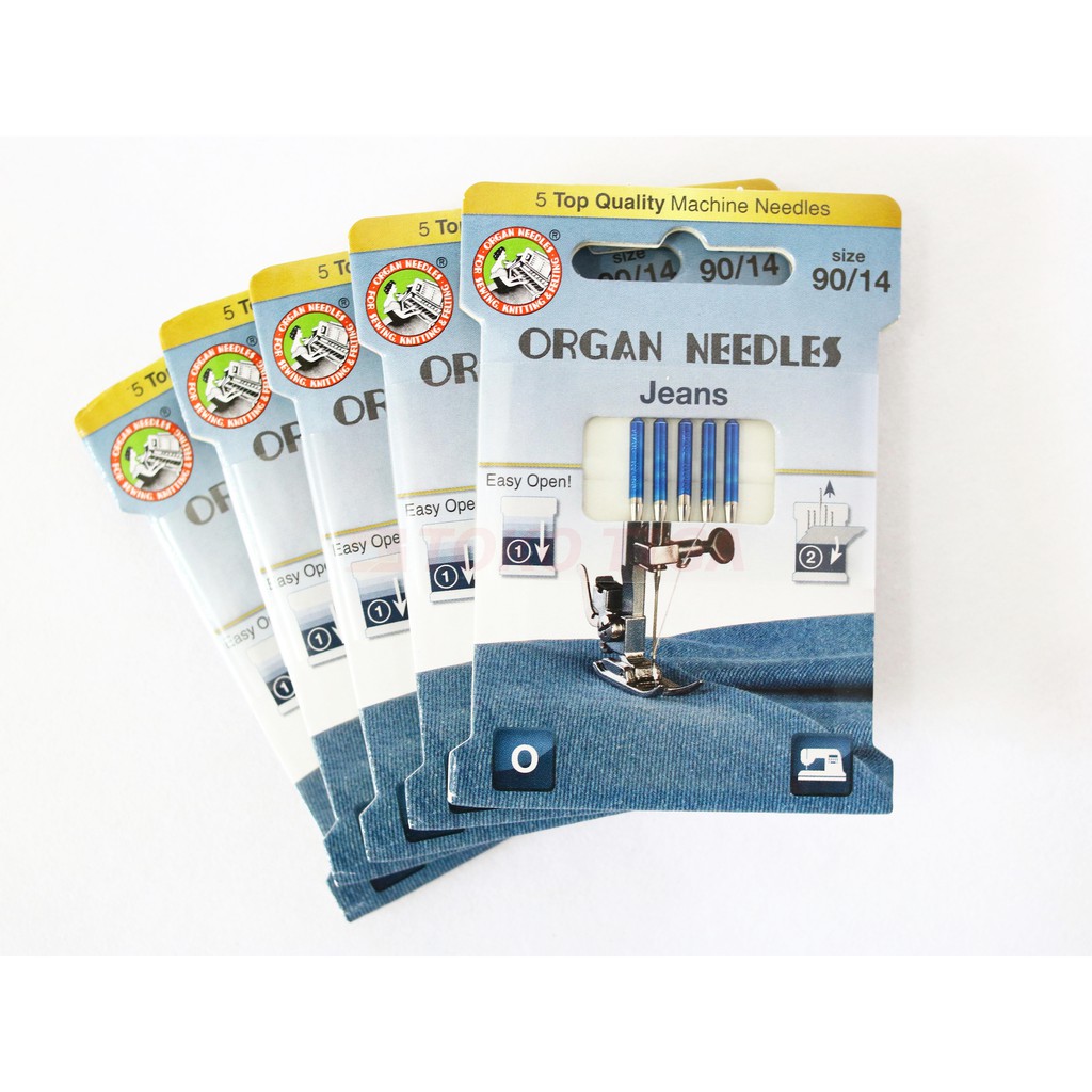 Organ Needles Jeans - Jarum Jahit Bahan Denim (Mesin Jahit Portable)