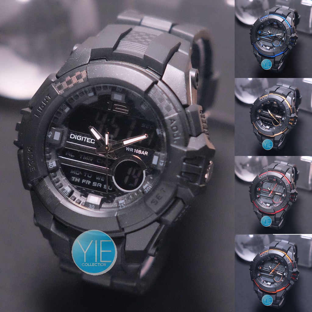 Jam Tangan Pria Digitec DG 3012 T Triple Time Original Anti Air
