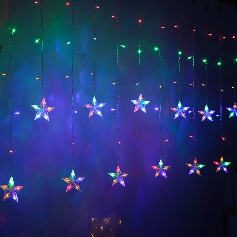 Indoor Outdoor Christmas LED String Lights/ 2.5M Star Shaped Curtain Light Garland