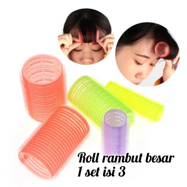roll rambut otomatis set isi 3 besar hair roller rol rambut otomatis large besar set isi 3 pengeriti