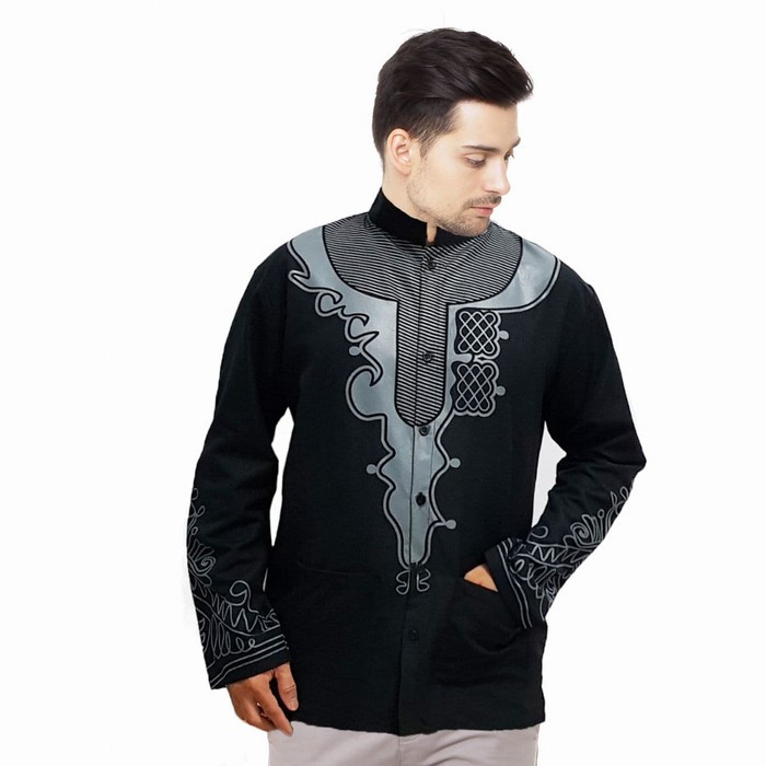 Baju Koko Okechuku Black Panther Pria Motif PRINTING Baju Koko Okechuku Black Panther Pria Motif PRINTING
