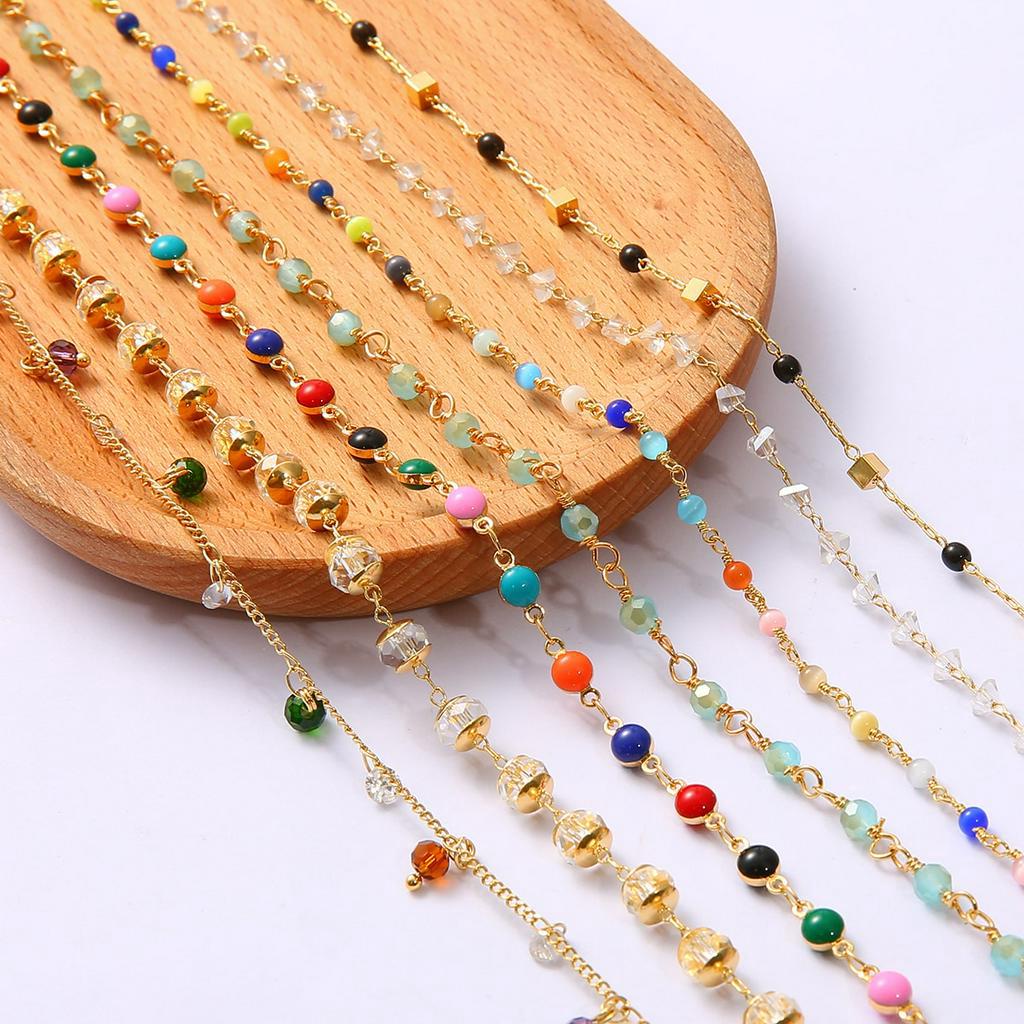 Manik-Manik Batu Silinder Bulat Lapis Emas 18k 50cm Untuk Membuat Perhiasan Handmade Diy 061