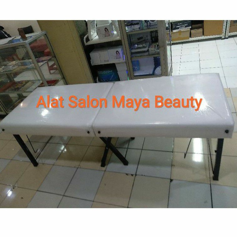 Bed Lipat Koper Bed Facial Spa Massage Rata/Bolong Putih