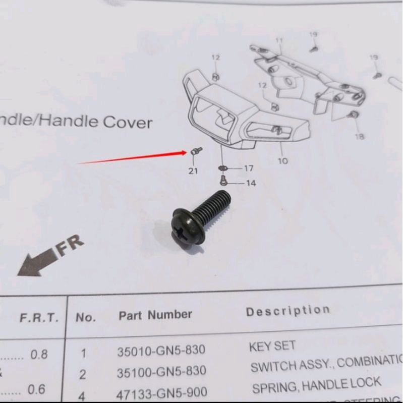 Baut batok lampu honda astrea grand legenda impressa original