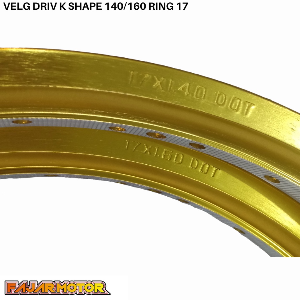 OBRAL VELG DRIV K SHAPE 140 160 RING 17 GOLD ISI 2BIJI HOLE 36