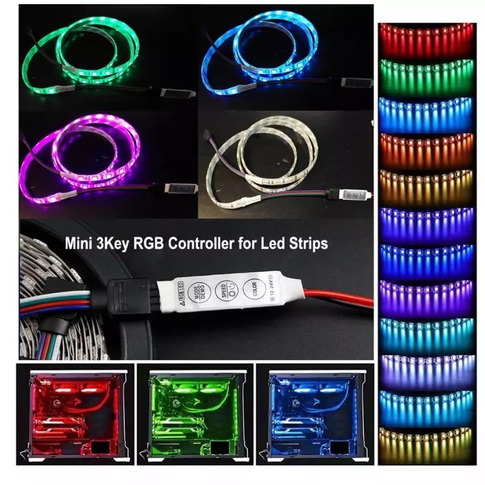 LED STRIP 1METER RGB 5050 JACK MOLEX PC CASE CASING COMPUTER TERMURAH