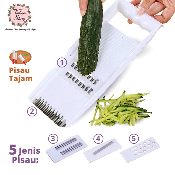 Parut Pemotong Sayur Buah Kentang Serbaguna 5 in 1