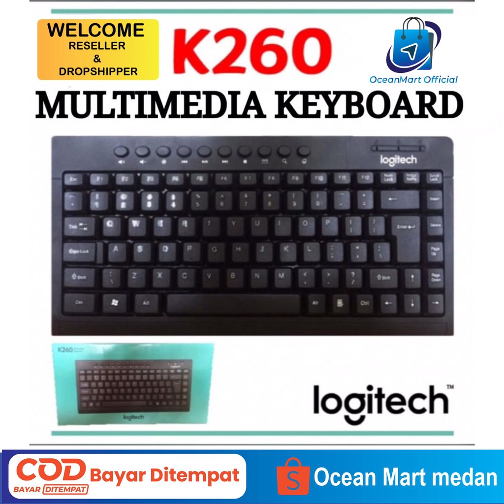 Keyboard Logitech K260 Kabel USB PC Komputer Multimedia Aksesoris Handphone HP OCEANMART OCEAN MART Murah Grosir