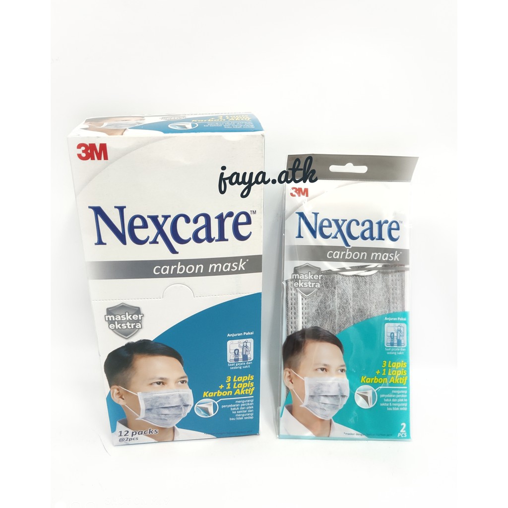 MASKER KESEHATAN KARBON ANTI DEBU POLUSI MASKER 3M NEXCARE KARBON MASKER LAPIS 3 ISI 2 PCS