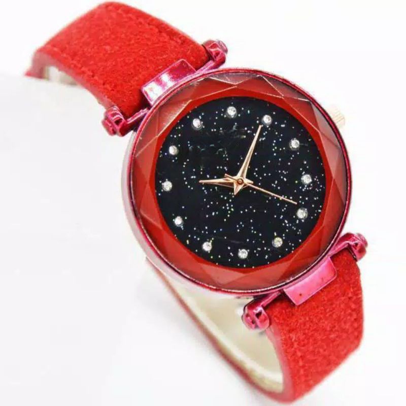 (SS) Jam Tangan Wanita Analog Bulat Diyoor Kulit Diamond Full Color