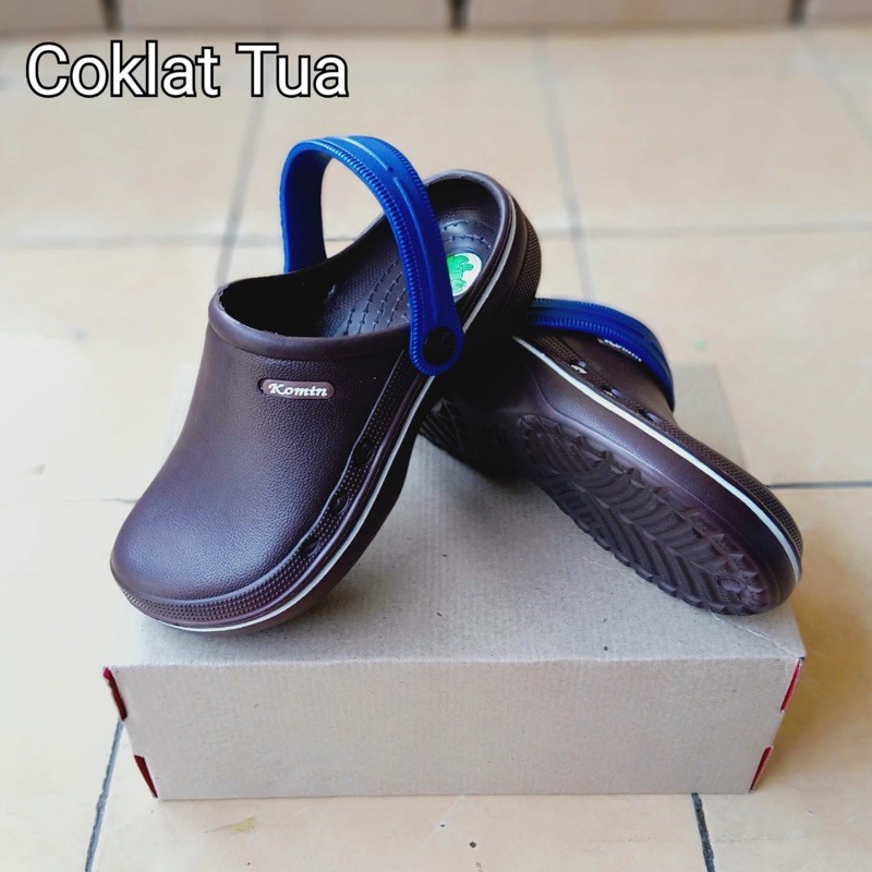 Sepatu Sandal Baim Merk Komin - Sepatu Medis-Coklat Tua/Hitam