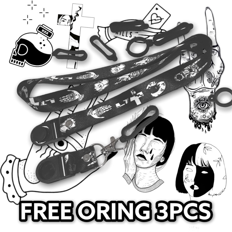 ARSETIC LANYARD FREE 3 ORING / GANTUNGAN HANDPHONE